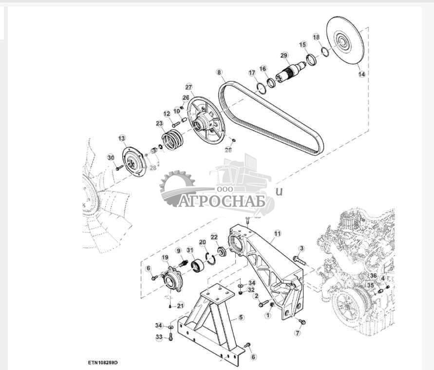 Привод вентилятора на двигателе 